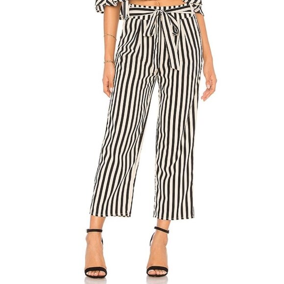 REVOLVE AMUSE SOCIETY Black Stripe Crop Trousers - Picture 2 of 16